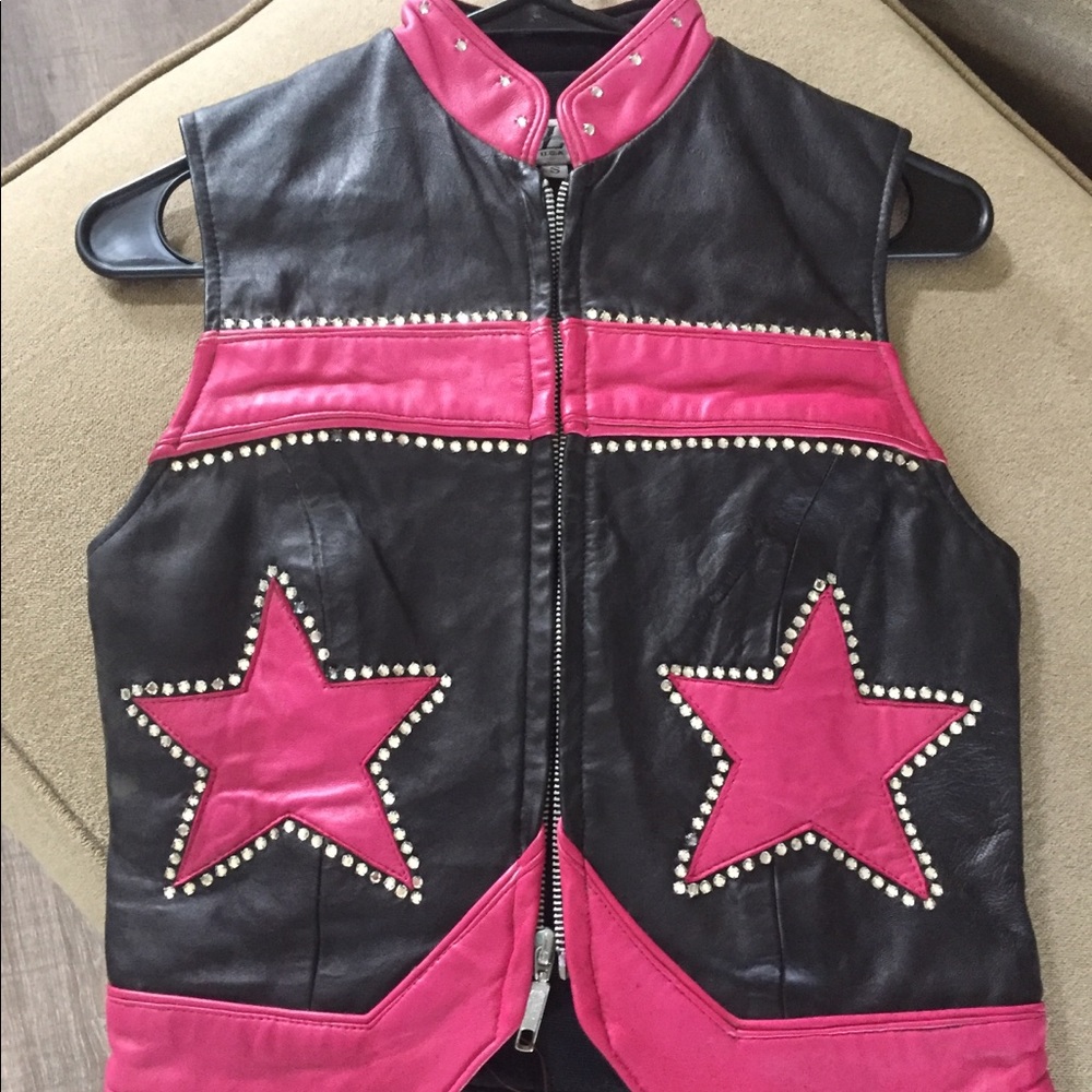 Genuine leather horse show vest.  Made by TLC
